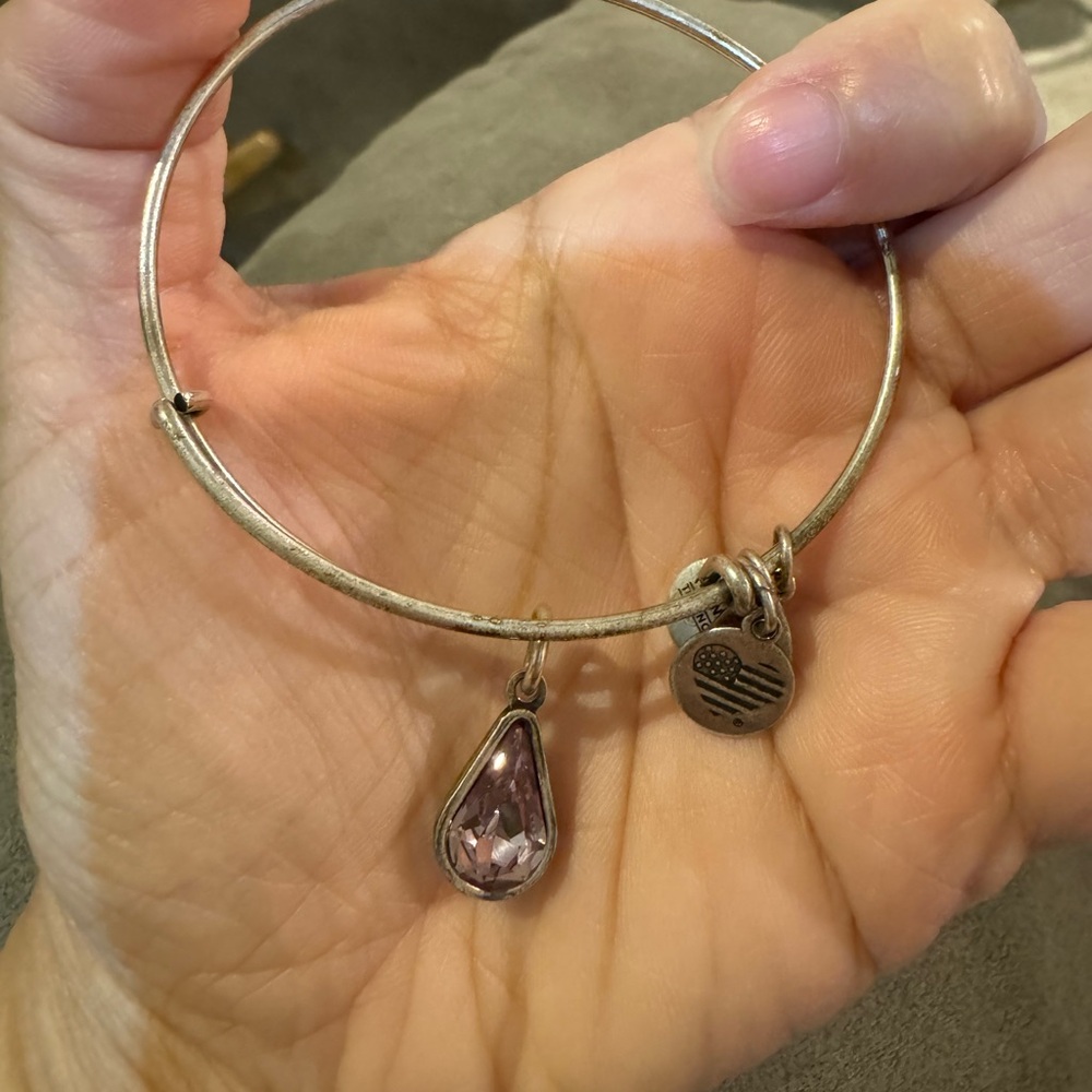 Alex and ani silver teardrop birthstone bracelet